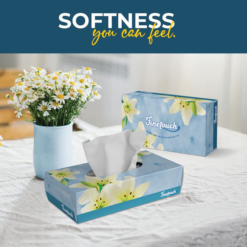 Fine Touch Finetouch 2-Ply Facial Tissues â€“ 6 Boxes of 130 Soft Tissues (780 Total) â€“ Strong & Gentle Tissue for Home, Office, or Travel Use - Image 3